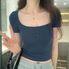 Women's Summer 2026 Slim Fit Solid Color Cropped T-shirt