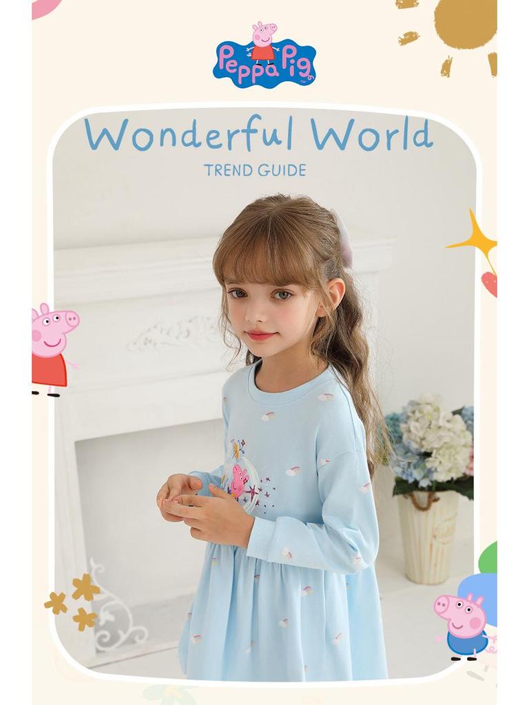 Peppa Pig Frühling & Herbst Prinzessinnenkleid für Mädchen – Lang, Modische Kinderbekleidung