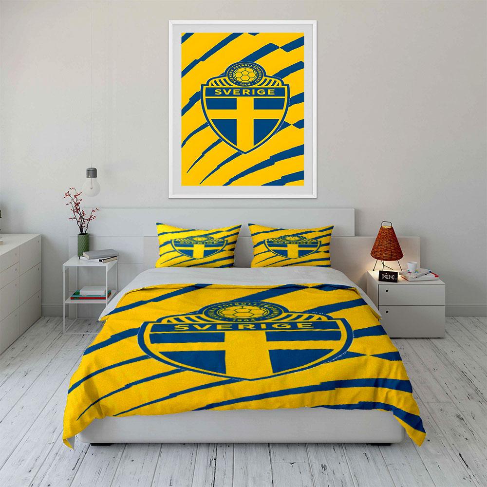 Swedish flag design pattern. Bedding sets Duvet cover sets Duvet covers Pillowcases(1* Duvet Cover 2* Pillowcases without duvet insert)