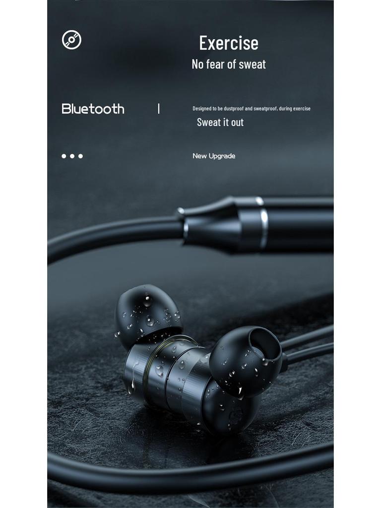 New Neck-Hanging Bluetooth Wireless Sports Earphones with In-ear Magnetic Silicone Design