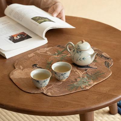 Napperon de table vintage pour thé sec, napperon de table style zen chinois fait main en tissu d'art en coton et lin, dessous de plat, dessous de tasse, nappe de table à thé