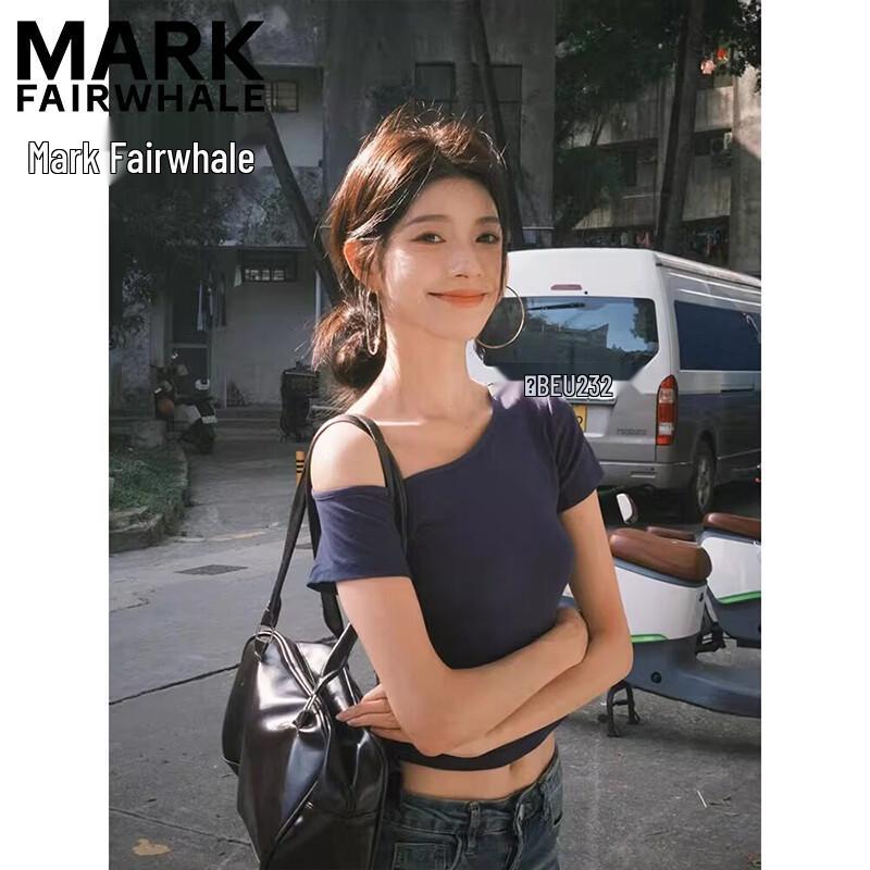 Mark Fairwhale Women's Off-Shoulder Slim-Fit Short Sleeve T-Shirt