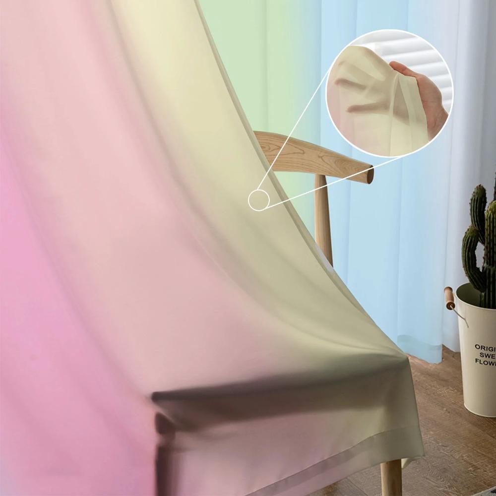 Candy Rainbow Stripes Sheer Voile Vorhänge für Wohnzimmer Bedruckter Tüll Fenstervorhang Luxus Home Balkon Dekor Vorhänge