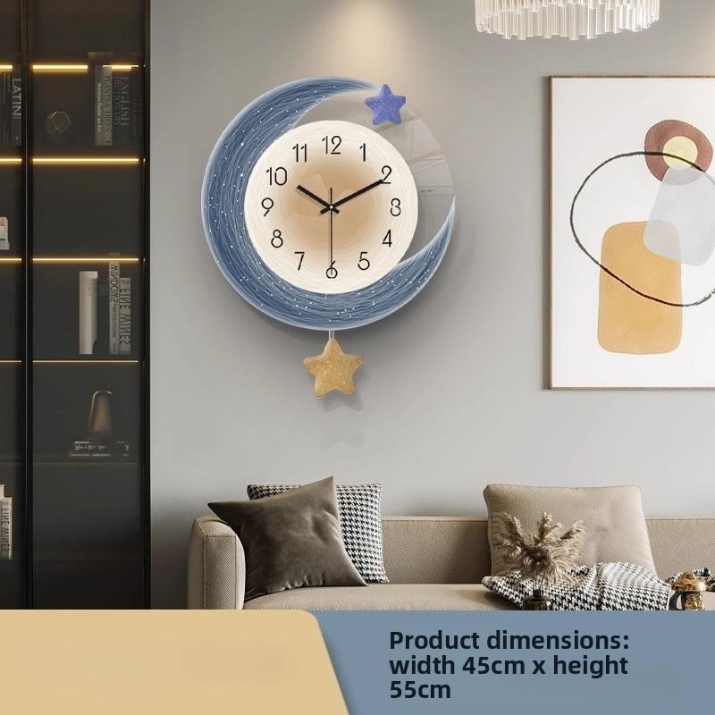 LED Light Wall Clock Dining Room Living Moon The Earth Modelling Silent Movement Bedroom Clock Wall Decoration Home Gifts