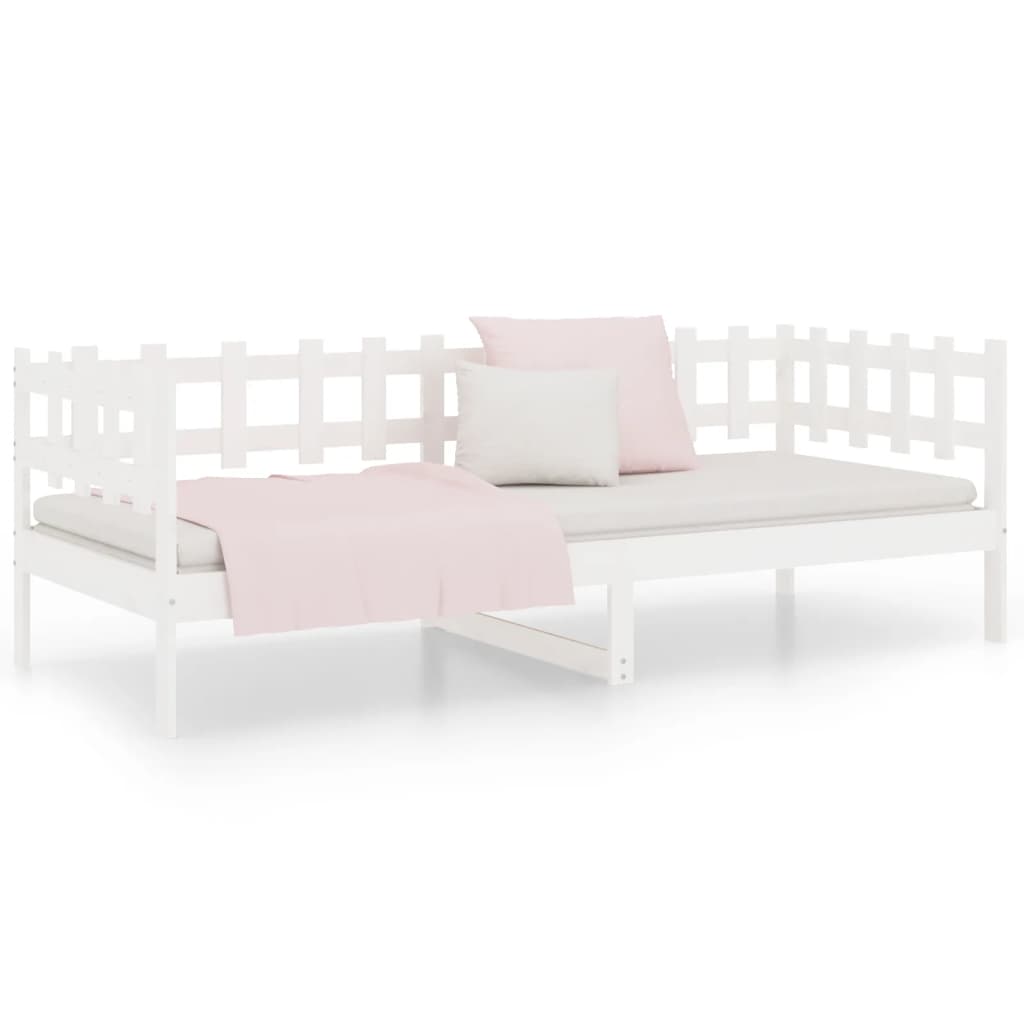 Daybed without Mattress White 90 x 190 cm Solid Pine Wood