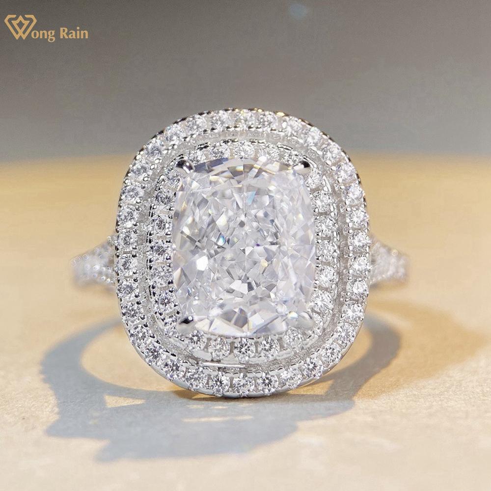 

Wong Rain Solid из стерлингового серебра 925 пробы с дробленым льдом AAAAA цирконы драгоценный камень свадьба помолвка ювелирные изделия коктейльное кольцо для женщин подарок US 6 белый