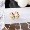 Colorful Zircon Heart Stud Earrings - Rainbow Rhinestone Heart-Shaped Earrings for Women Jewelry