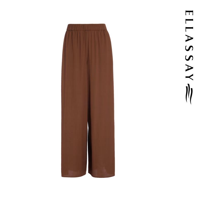 ELLASSAY Women's 2025 Early Autumn Brown Wide-Leg Casual Pants