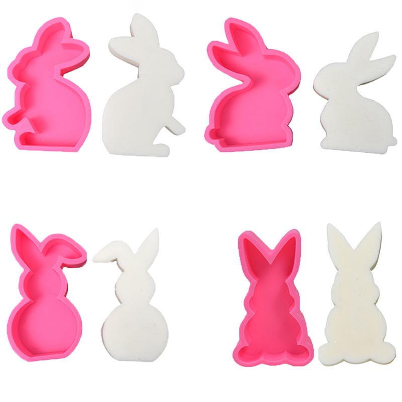 Cute Rabbit Silicone Mold 3D Animal Candle Scented Making Epoxy Mould DIY Handmade Easter Gift Baking Tools Home Decor