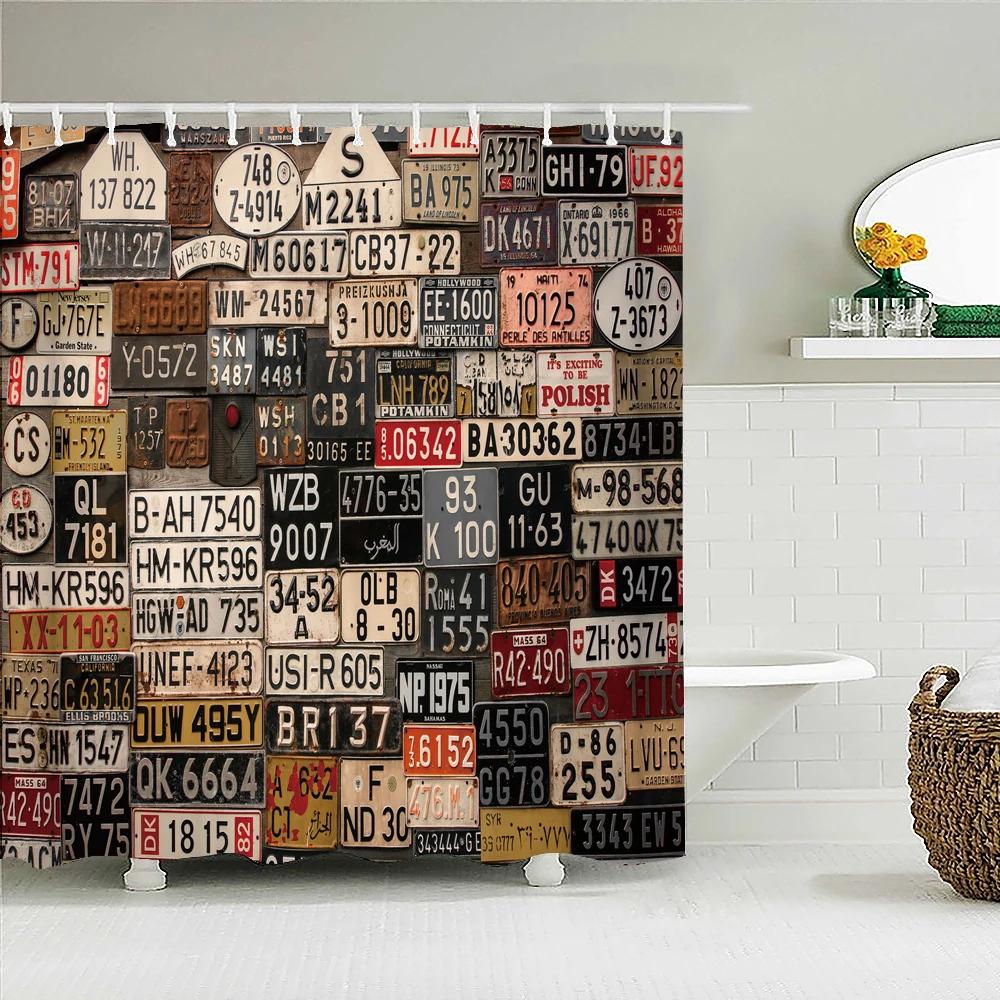 

Забавные ретро винтажные автомобильные занавески для душа, водонепроницаемые занавески для ванной комнаты, крутая старая газетная занавеска для ванны, высококачественная занавеска для душа W90xH180cm