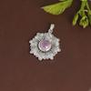 Rose Quartz Flower Silver Pendant, Pure 100% 925 Sterling Silver Handmade Jewelry, Silver Women Pendant Ap7118