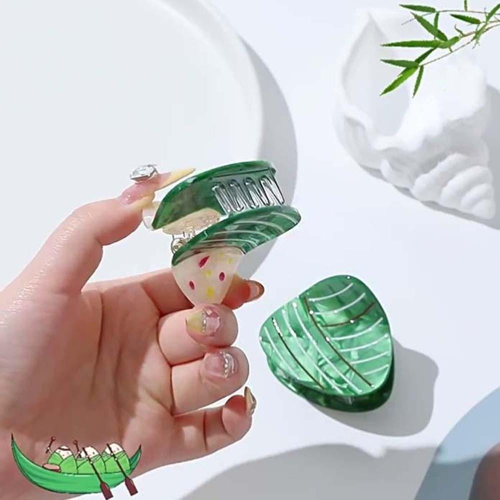 High-Quality Zongzi Shark Clip Waterproof Rice Dumpling Hairgrips Acetic Acid Hair Claw for Girls