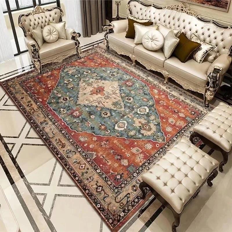 

Vintage Floral Pattern Rug Ornate Retro Design Soft Carpet Non Slip Floor Mat for Living Room Sitting Area Bedroom Home Decor 50x80cm