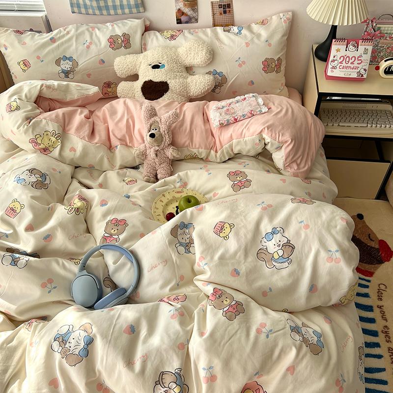 New Soft Skin-friendly Bedding Set Comfortable Breathable Duvet Cover Set with Sheet Single Double Quilt Cover and Pillowcases