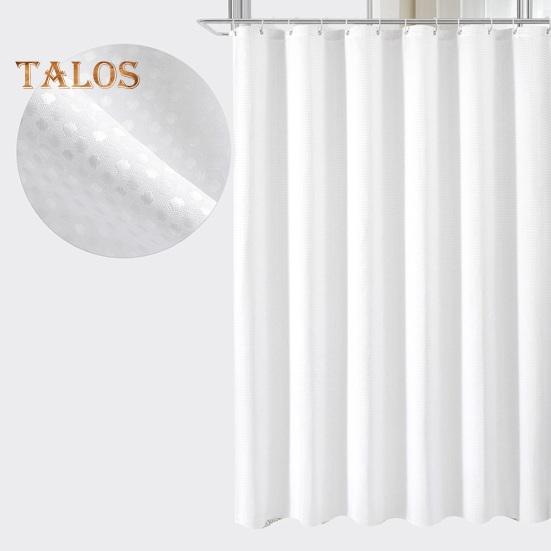 1 Set Shower Curtain with 12 Hanging Rings Contrast Solid Color Thickened Waterproof Punch-free Washable Kitchen Door Curtain Bedroom Window Curtain