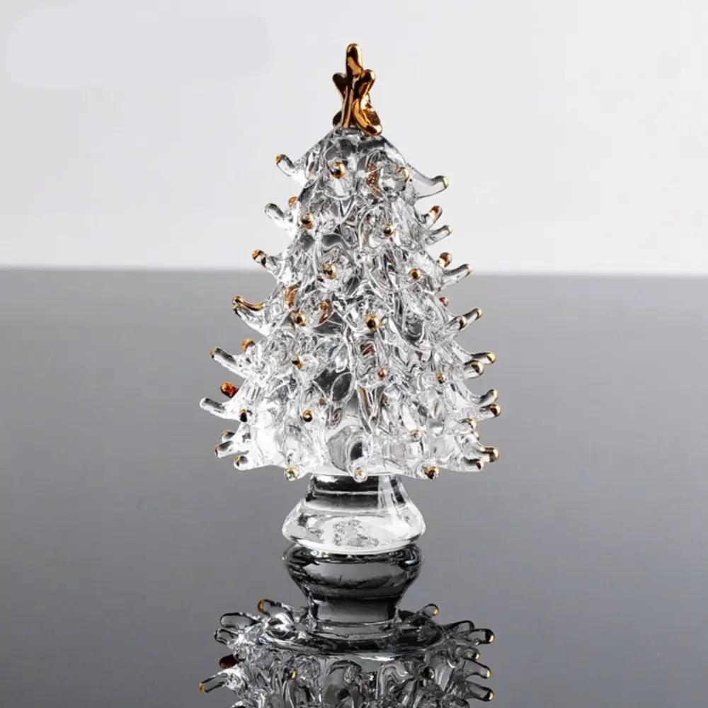 Creative Crystal Christmas Tree Figurines Home Xmas Decoration Paperweight Crafts Art&Collection Table Ornaments Souvenir Gifts