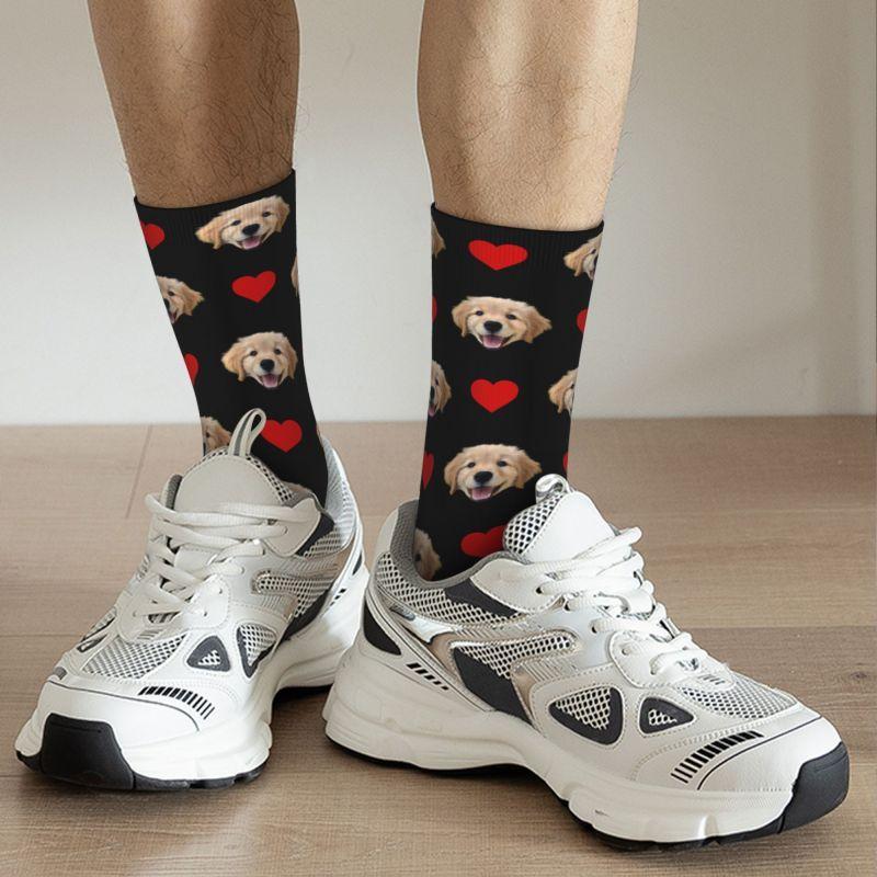 Fashion Print Personalized Face Custom Dog Photo Socks for Women Men Stretchy Summer Autumn Winter Crew Socks