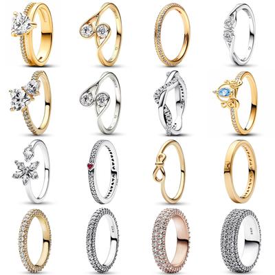 Autentické stříbro 925 Sterling Silver Love Message Herbář Cluster Timeless Pave Jednořadé prsteny pro ženy Dárek Módní šperky