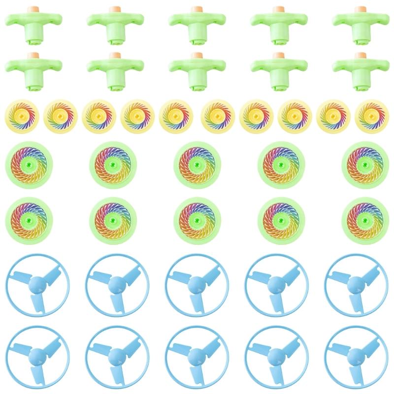 

10PCS Flying Saucer Spin Toy with Cool Visual Effects Durable Plastic Tops for Outdoor Game and Parent Child Bonding 1