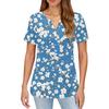 Women's T Shirt Print Button Short Sleeve Daily Weekend Fashion Basic V- Neck Regular Top