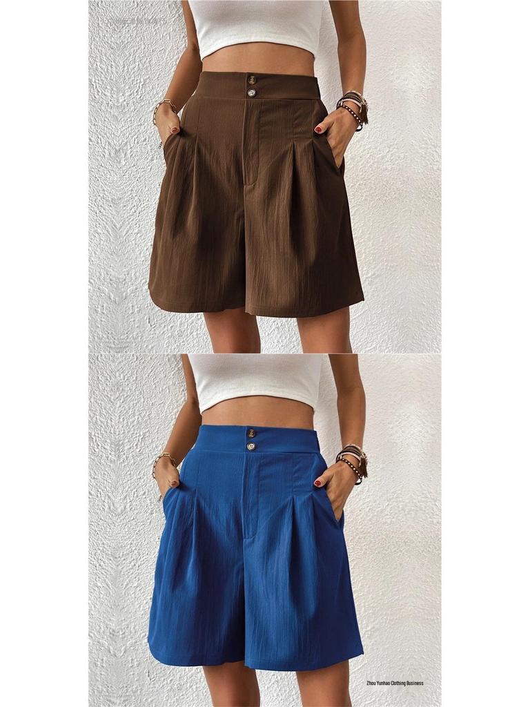 2026TK Summer Women's High-Waisted Loose Wide-Leg Shorts