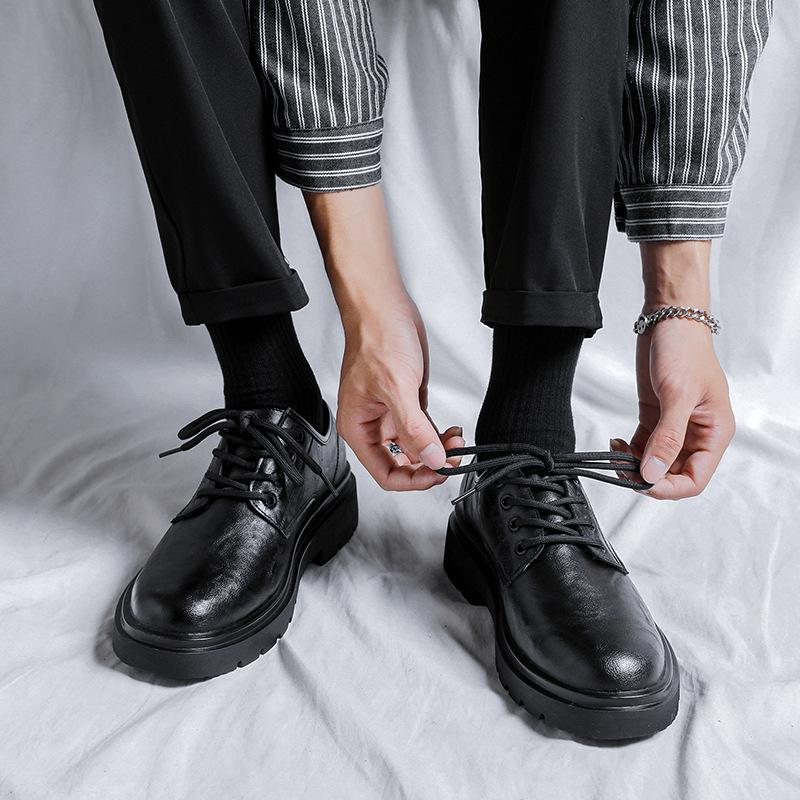 Leather Shoes Men's Spring Casual Premium Sense Big Head Height Increase Dress Business British Wedding Groom Martin 4766-R