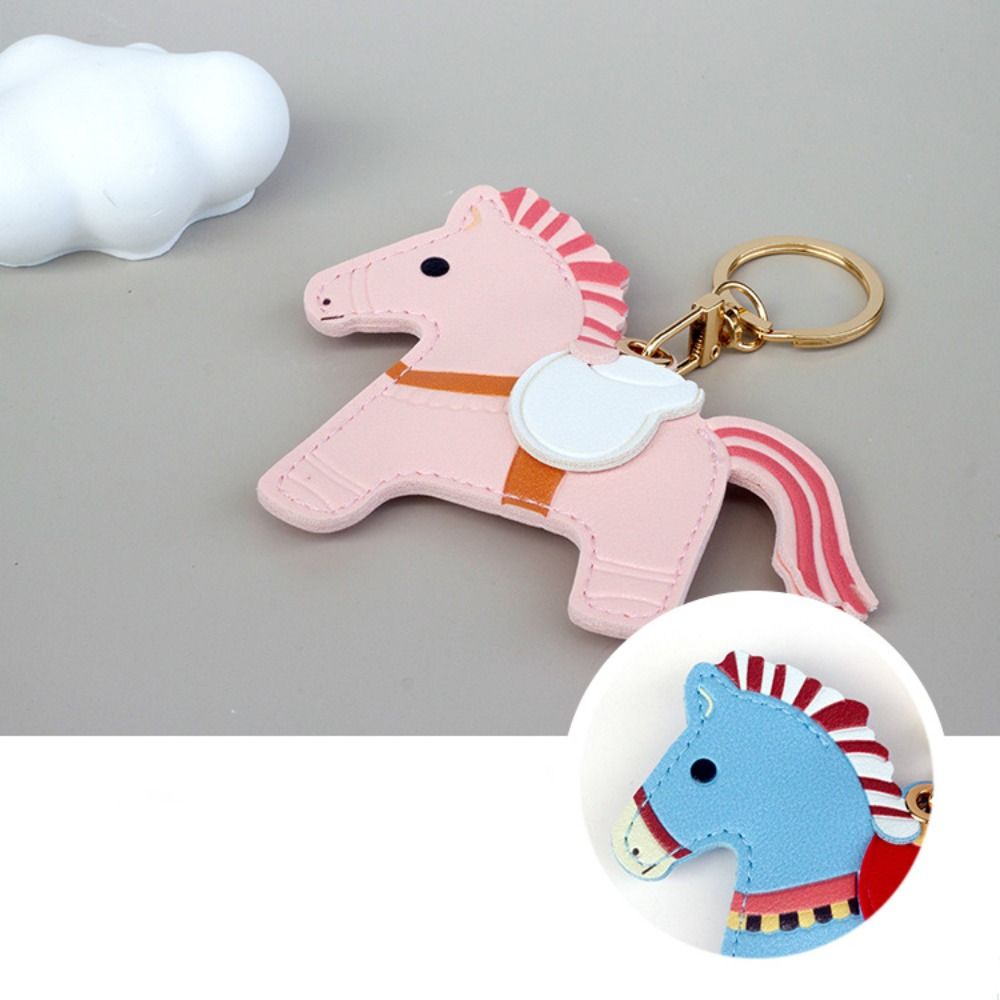 Leather Horse Keychain Access Control Card Holder Chinese New Year Gift Horse Pendant  Home Decor
