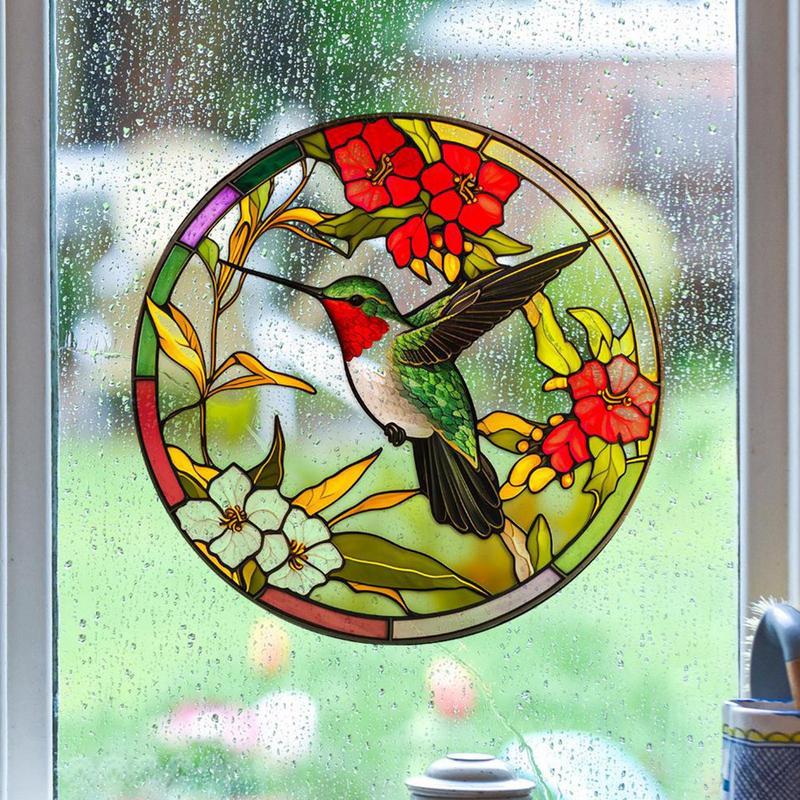 Hummingbird Window Decals Non-Adhesive Warning Sticker Double-Sided Design Decoration Tool For Home School Dormitory And Hotel