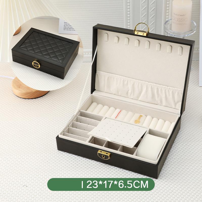 Large Jewelry Storage Box Multi-Layer Organizer For Jewelry Necklace Earring Leather Jewellery Storage Packaging Display Boxes
