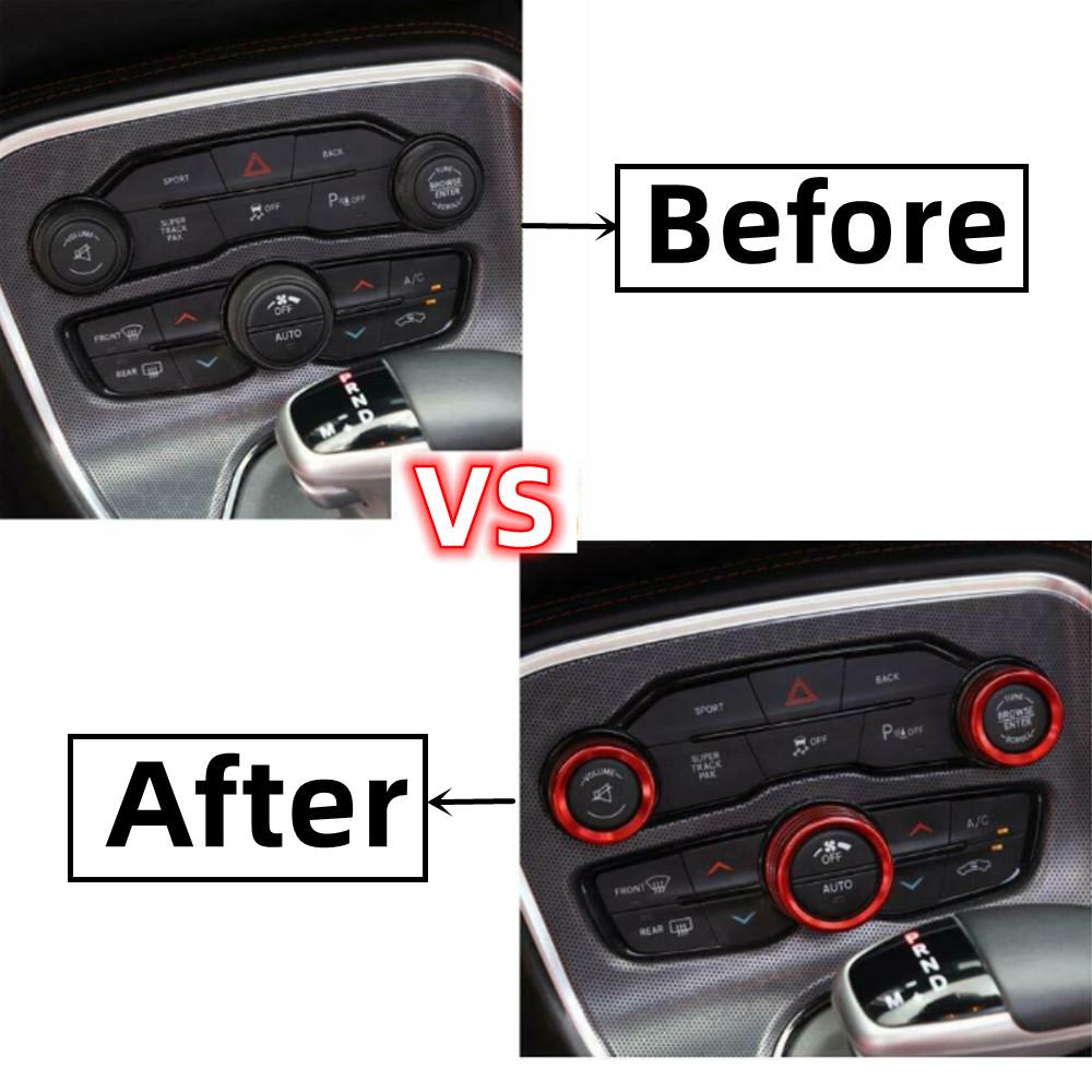 For Dodge Challenger Charger RT SXT Scat Pack Hellcat Demon Daytona 2015-20 Air Conditioning Volume Radio Button Knob Trim Ring