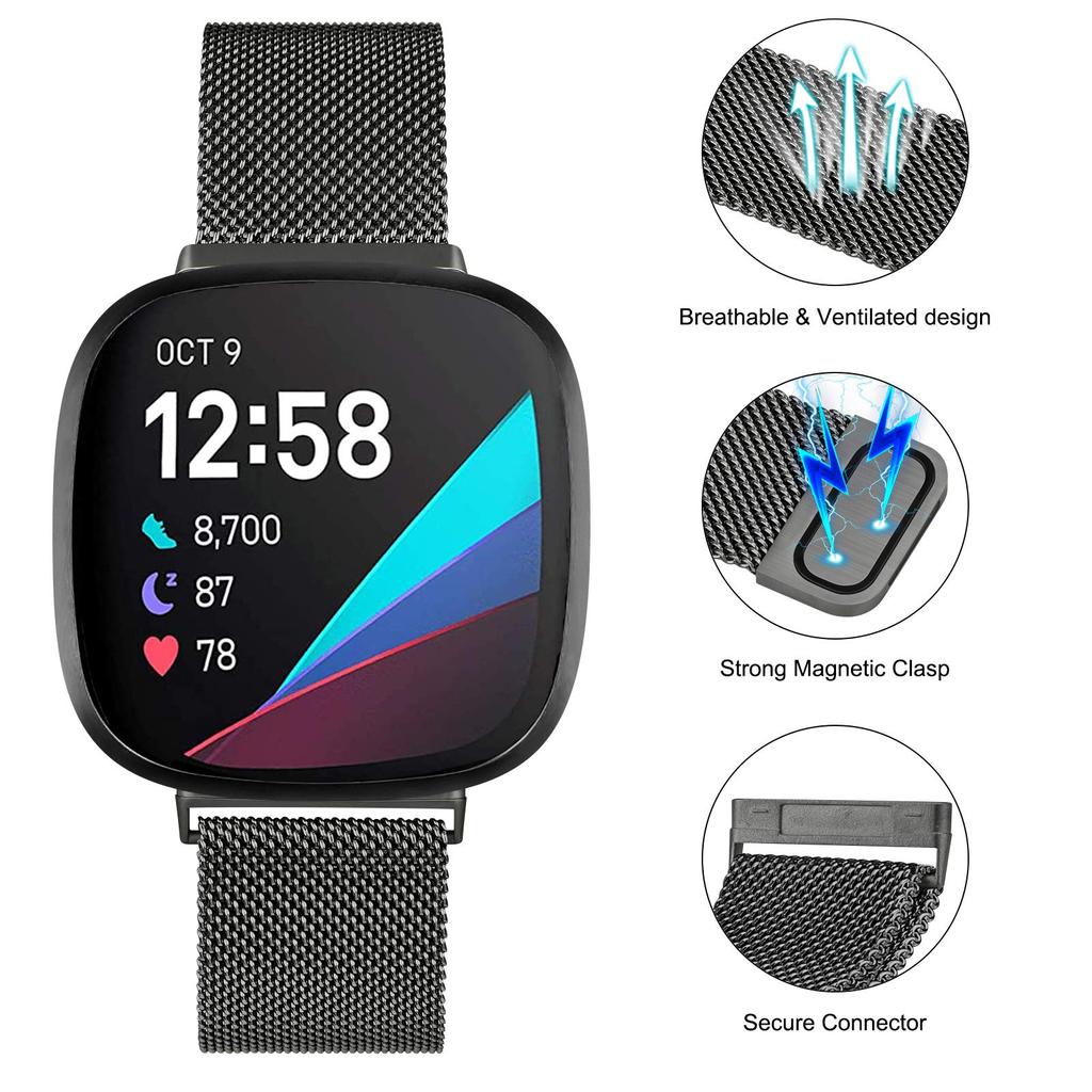 Milanese Loop strap for Fitbit versa 4 3 Band Sense/Lite band Magnetic Stainless Steel metal belt Bracelet correa Fitbit versa 2
