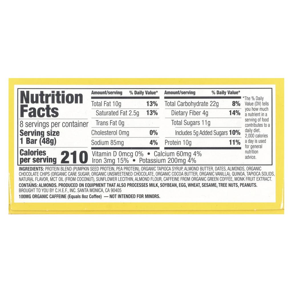 Energy Square®, Chocolate Chip Cookie Dough, 8 Bars, 48G (1.69Oz) Each