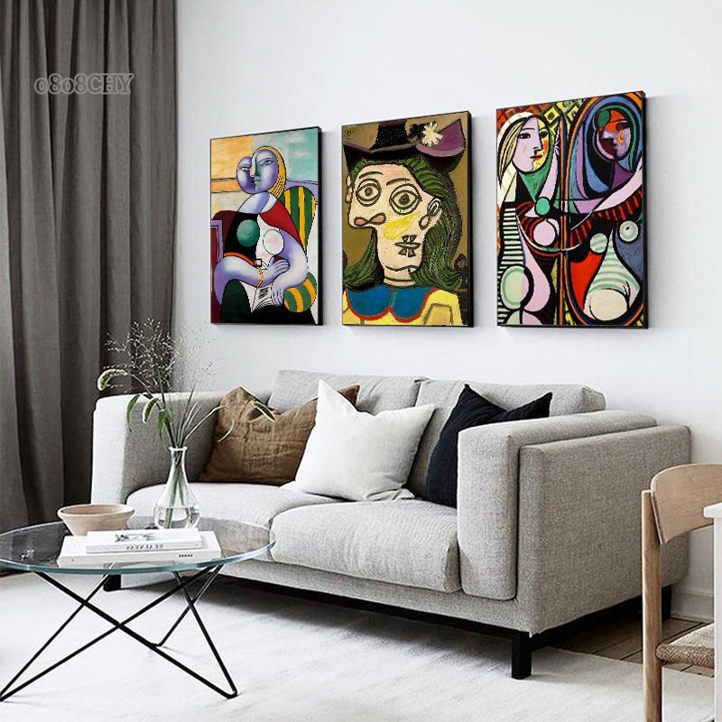 Künstler Pablo Picasso Klassische Kunst Leinwandgemälde Drucke Poster Kubistischer Stil Abstraktes Charakter Wandkunst Gemälde für Heimdekoration