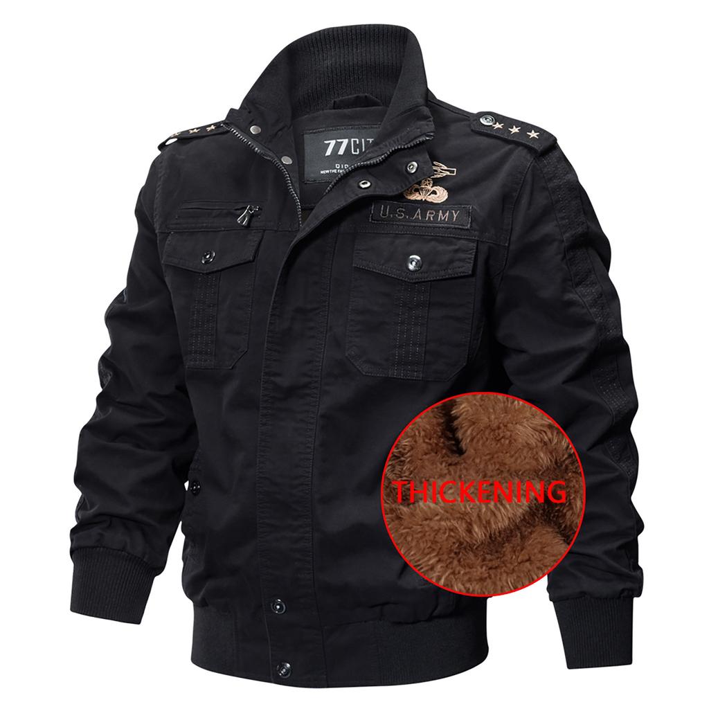 Men's  Winter Military Clothing Zipper Pocket Loose Breathable Coat