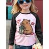 Capybara T-Shirts Children Cartoon Graphic Tee Harajuku Girl Tops Japanese Fashion Cute Animals Long Sleeves Children's Clothing