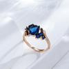 Luxury Blue Natural Zircon Ring For Women  Rose Gold And Black Plating Vintage Wedding Rings Daily Fine Jewelry