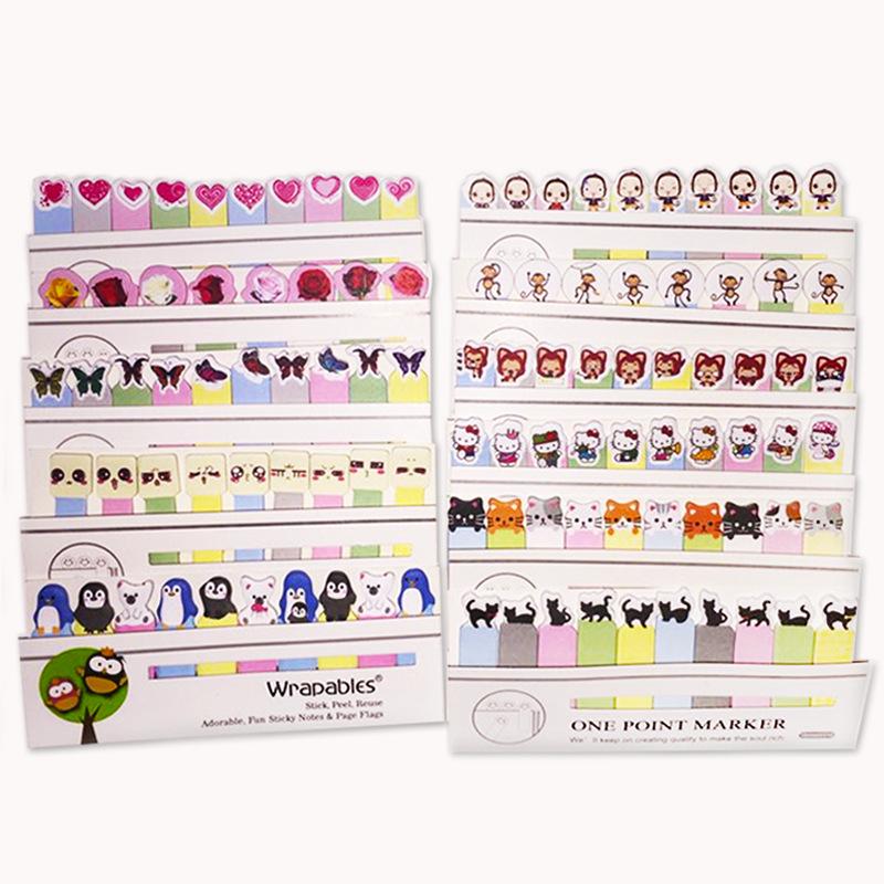 Cartoon Animal Heart Black Cat Bookmark Stickers - Calico Cat Design