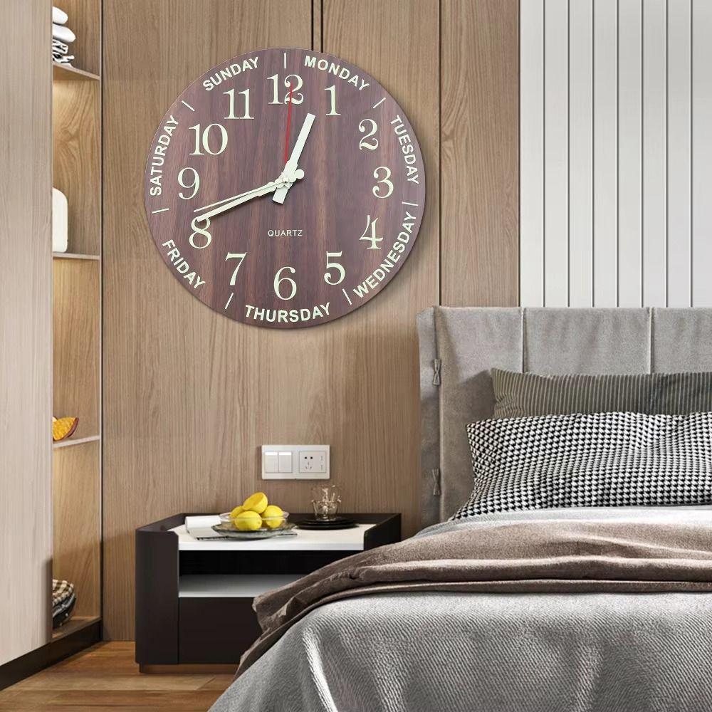 Silent Night Light Hanging Clock Glow In The Dark Wall Time Clock Round Quartz Clock  Office