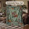 Butterflies Flowers Garden 14 Theme Throw Blanket Custom Name Text Personalized Blanket Soft Cozy Blanket for Home Sofa Bed