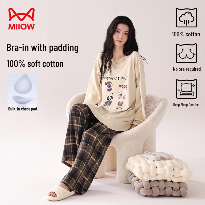 Mao Ren Women s Cartoon Puppy Pure Cotton Pajama Set M