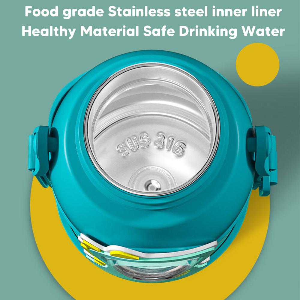 500ml Thermal Water Bottle For Children Kids Cartoon Stainless Steel Thermos Mug With Straw Leak-Proof Insulated Cup Drinkware