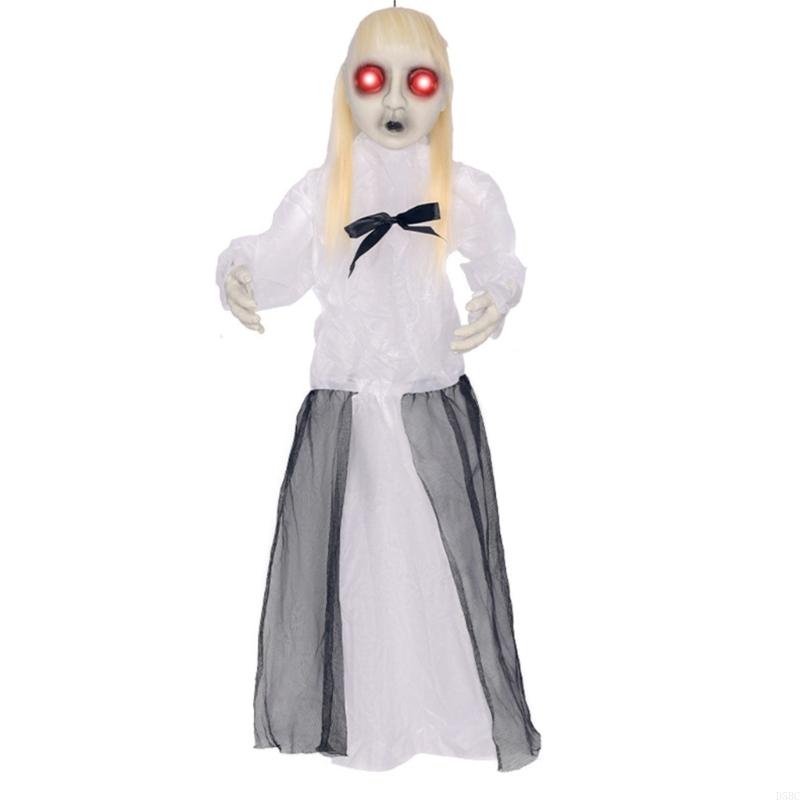 Voice Activated Skeleton Hanging Decoration With Light up Eye Scary Sound Effect