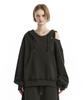 Tmb One-Shoulder Raw Cut Set-Up Hoodie [ Khaki ]