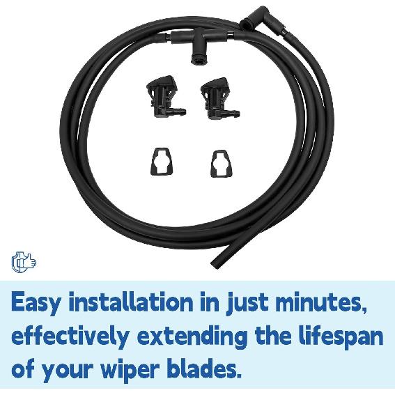 7C3Z-17K605-A Wiper Windshield Washer Hose Nozzle Kit Fit for 2008-2010 Ford F250 F350 F450 F550 Super Duty Replace 7C3Z-17603-A