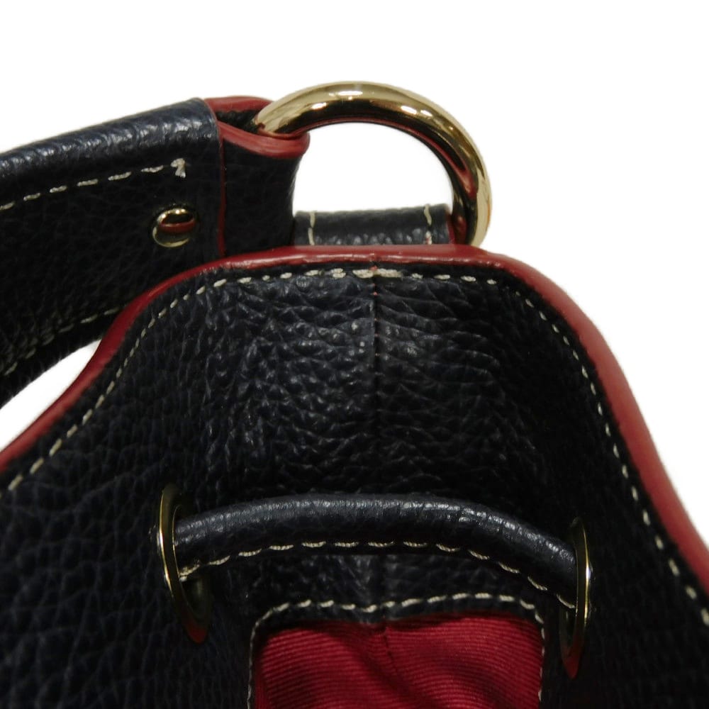 Used 9726 Signature Mickey Drawstring F37224 7922 Denim Jacquard Drawstring 2-Way Shoulder Bag Logo Denim Blue Women's