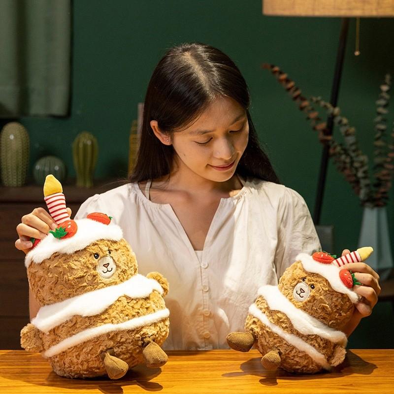 Birthday Strawberry Cake Bear Doll Cute Plush Bear Doll Birthday Gift Girls