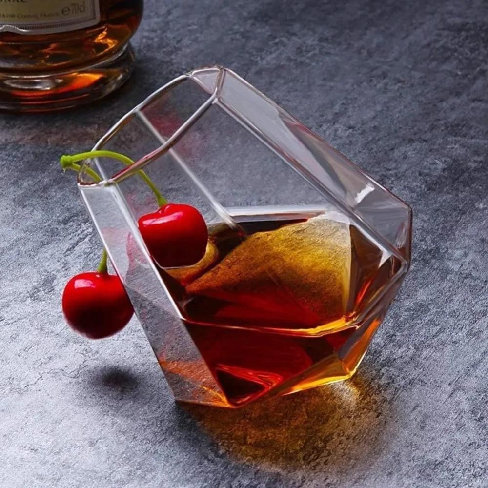 

Нахилені келихи для віскі Креативна скляна чашка у формі ромба для скотч-бурбонських коктейлів Скляний посуд та ідеальні подарунки до Дня батька 301-400ml