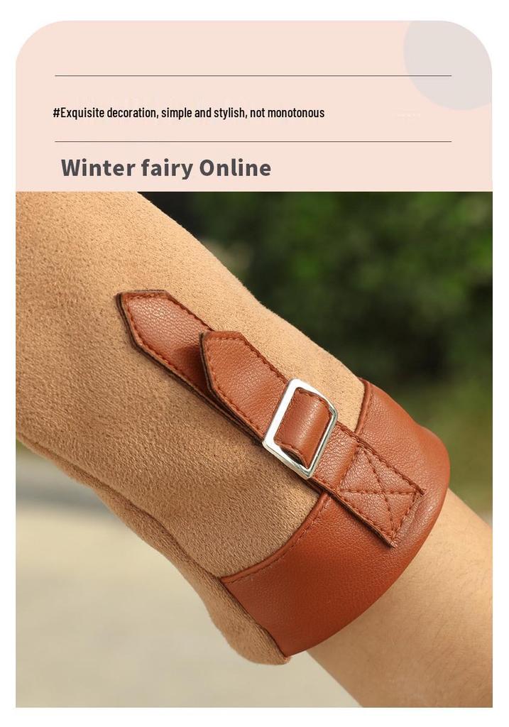 Women's Plush Suede Gloves: Warm, Touchscreen-Compatible for Winter Cycling, Driving & Skiing