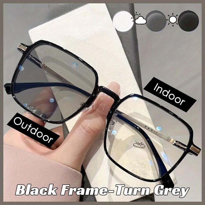 Photochromic Anti Blue Light Reading Glasses Large Square Frame for Women Men Farsighted Presbyopia 0 To +300
