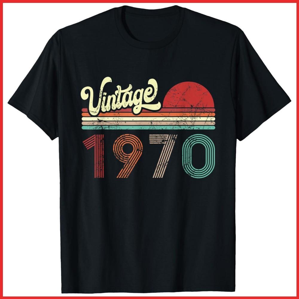 Vintage 1970 Retro 50 Years Old 50th Birthday Black Cotton T-Shirt Unisex T-Shirt XXXL